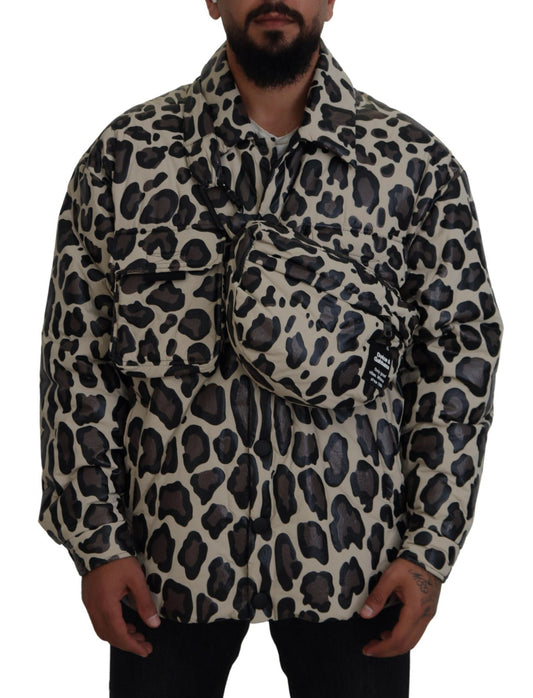 Multicolor Leopard Parka Mantel Brusttasche Jacke 2 Stück