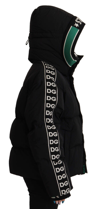 Schwarz Royal Logo Full Zip Puffer Jacke Nylon