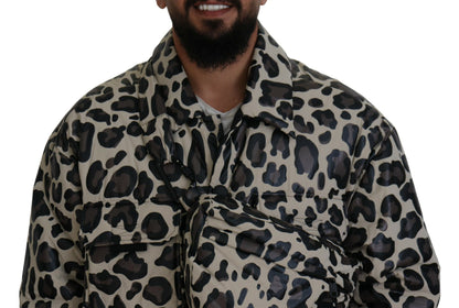 Multicolor Leopard Parka Mantel Brusttasche Jacke 2 Stück