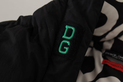Schwarz Royal Logo Full Zip Puffer Jacke Nylon