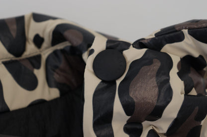 Multicolor Leopard Parka Mantel Brusttasche Jacke 2 Stück