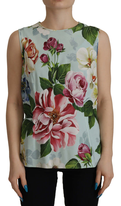 Ärmelloses Tank-Top mit Rosendruck Tropical Top