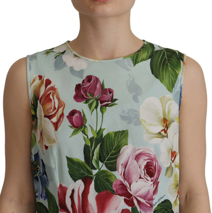 Ärmelloses Tank-Top mit Rosendruck Tropical Top