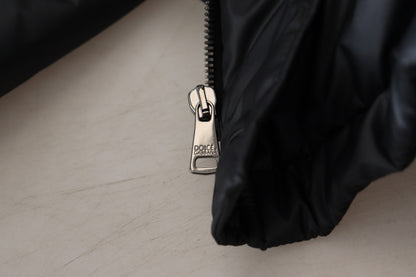 Schwarzer Polyester-Parka-Mantel mit Kapuze Winterjacke