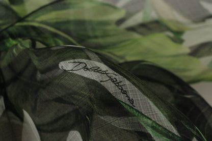 Grünes Bananenblatt Seidenoberteil Shirt Bluse
