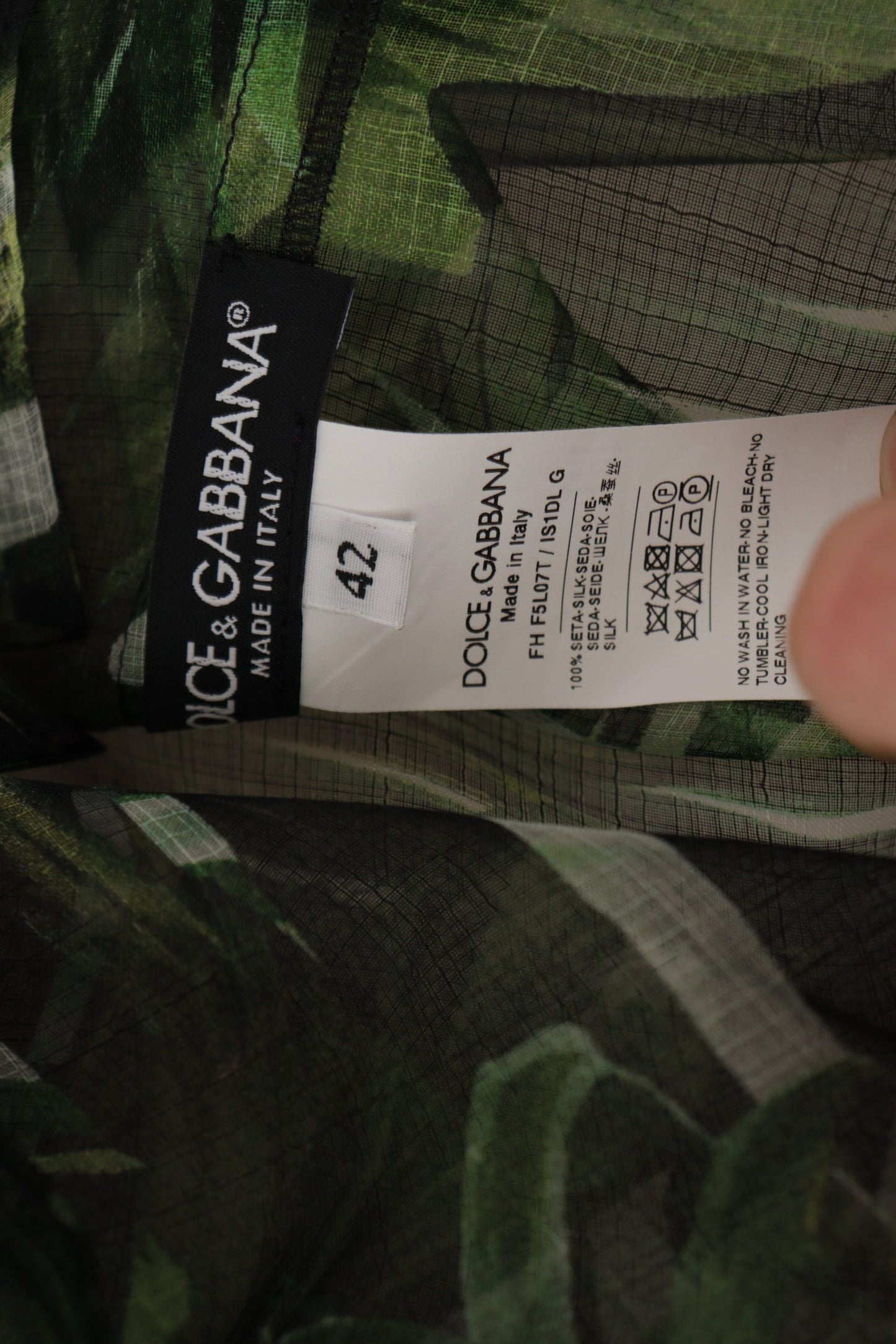 Grünes Bananenblatt Seidenoberteil Shirt Bluse