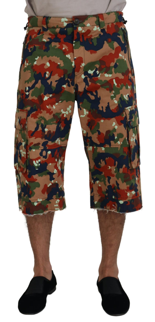 Mehrfarbige Cargo-Shorts aus Baumwolle mit Tarnmuster