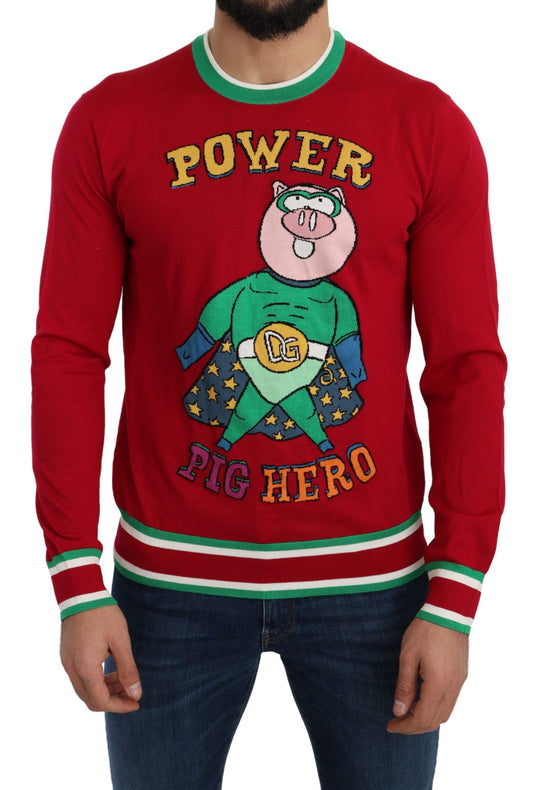 Roter Woll-Seiden-Pullover für das Schwein des Jahres