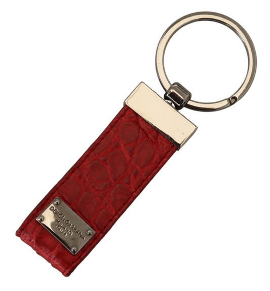 Rote Leder-Logo-Plakette Silber-Messing-Schlüsselanhänger