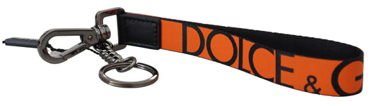 Orange Nylon Logo Druck Silber Messing Schlüsselanhänger