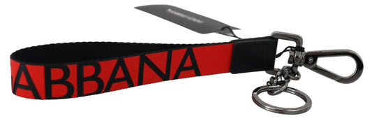 Rotes Nylon Logo Druck Silber Ton Messing Schlüsselanhänger