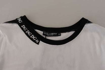 Weißes T-Shirt aus Baumwolle mit Rundhalsausschnitt und Slogan