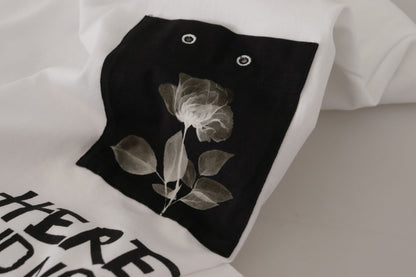 Weißes T-Shirt aus Baumwolle mit Rundhalsausschnitt und Slogan