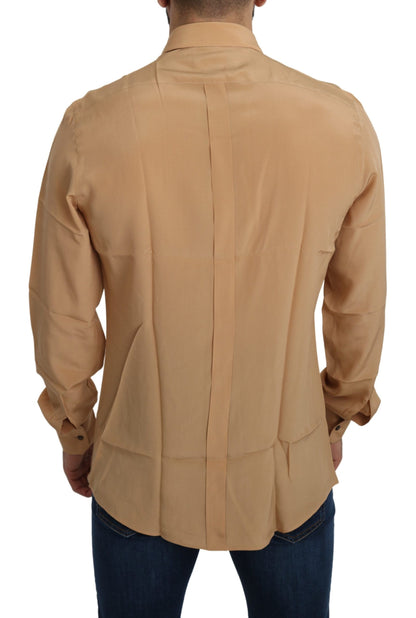 Gelbes 100% Seide GOLD Top Slim Hemd