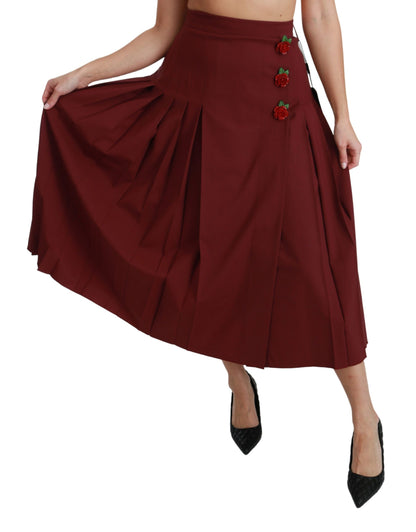 Roter Maxirock aus Wolle mit hoher Taille und Plissee