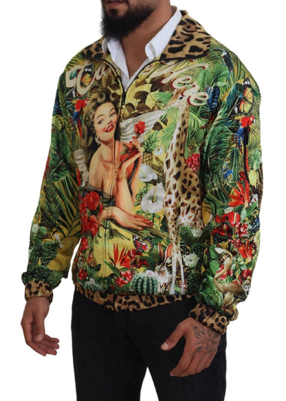 Mehrfarbige Strickjacke mit tropischem Muster