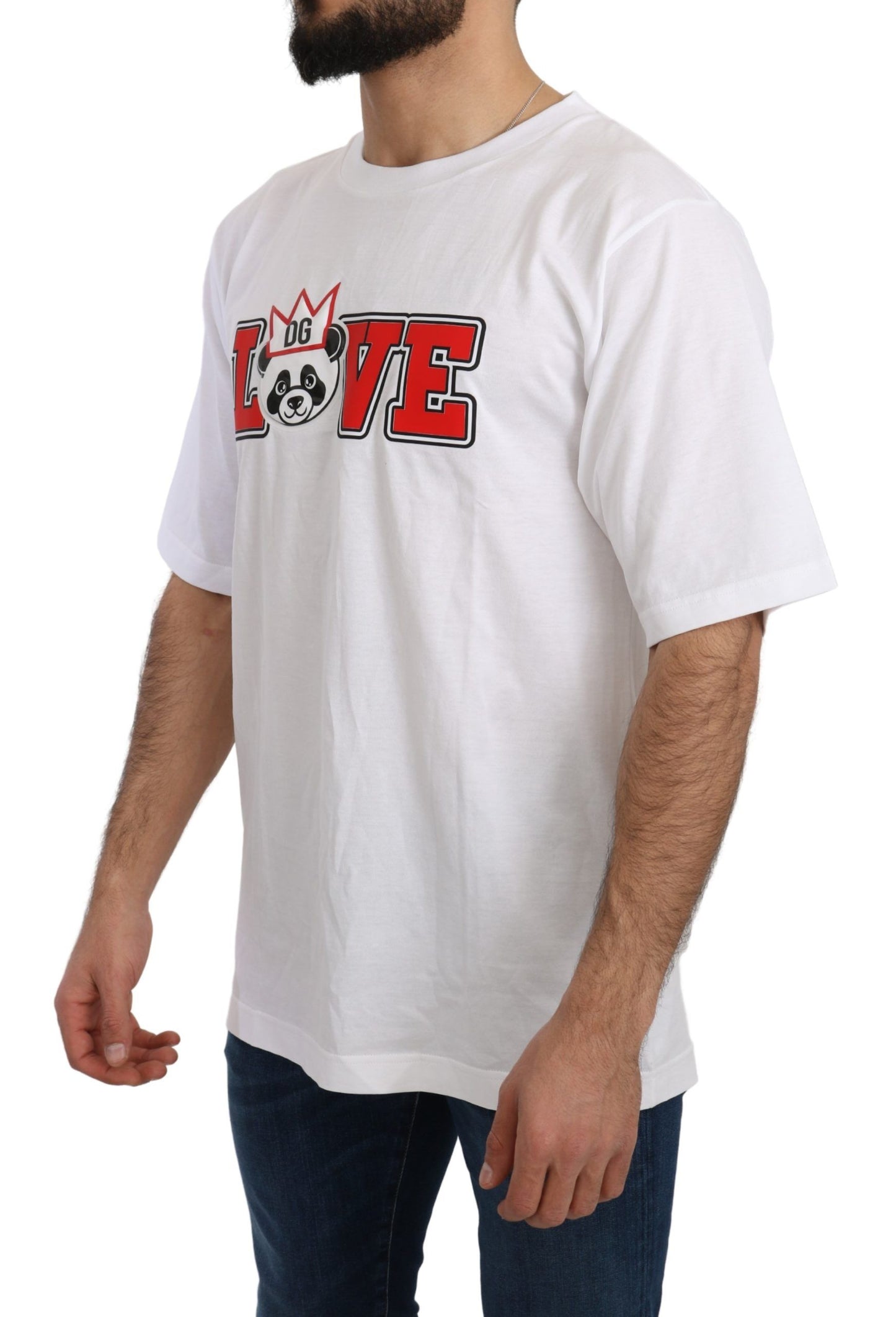 Weißes Love Panda Print Top T-shirt