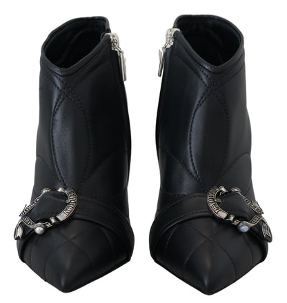 Schwarze Devotion Gesteppte Knöchelstiefel mit Schnalle Schuhe