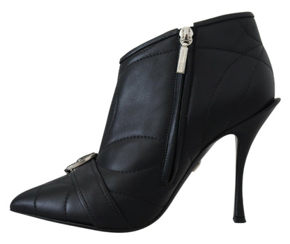 Schwarze Devotion Gesteppte Knöchelstiefel mit Schnalle Schuhe