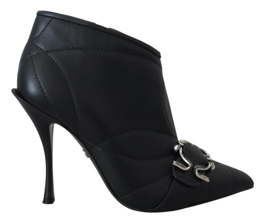 Schwarze Devotion Gesteppte Knöchelstiefel mit Schnalle Schuhe