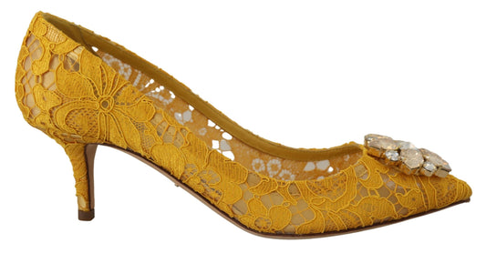 Gelb Taormina Spitze Kristall Heels Pumps Schuhe