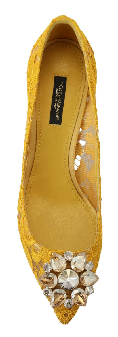 Gelb Taormina Spitze Kristall Heels Pumps Schuhe
