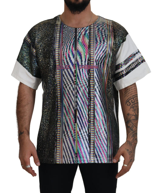 Mehrfarbig gemustertes T-Shirt mit kurzen Ärmeln