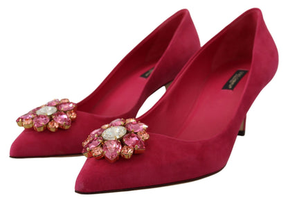 Rosa Wildleder Kristalle Heels Pumps Schuhe