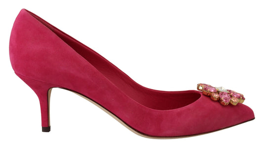 Rosa Wildleder Kristalle Heels Pumps Schuhe