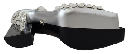 Schwarz Silber Kristall Doppeltes Design High Heels Schuhe