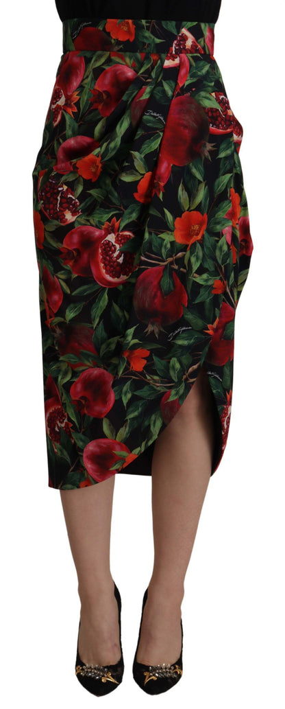Schwarz-Roter Frucht-Stretch-Wickelrock
