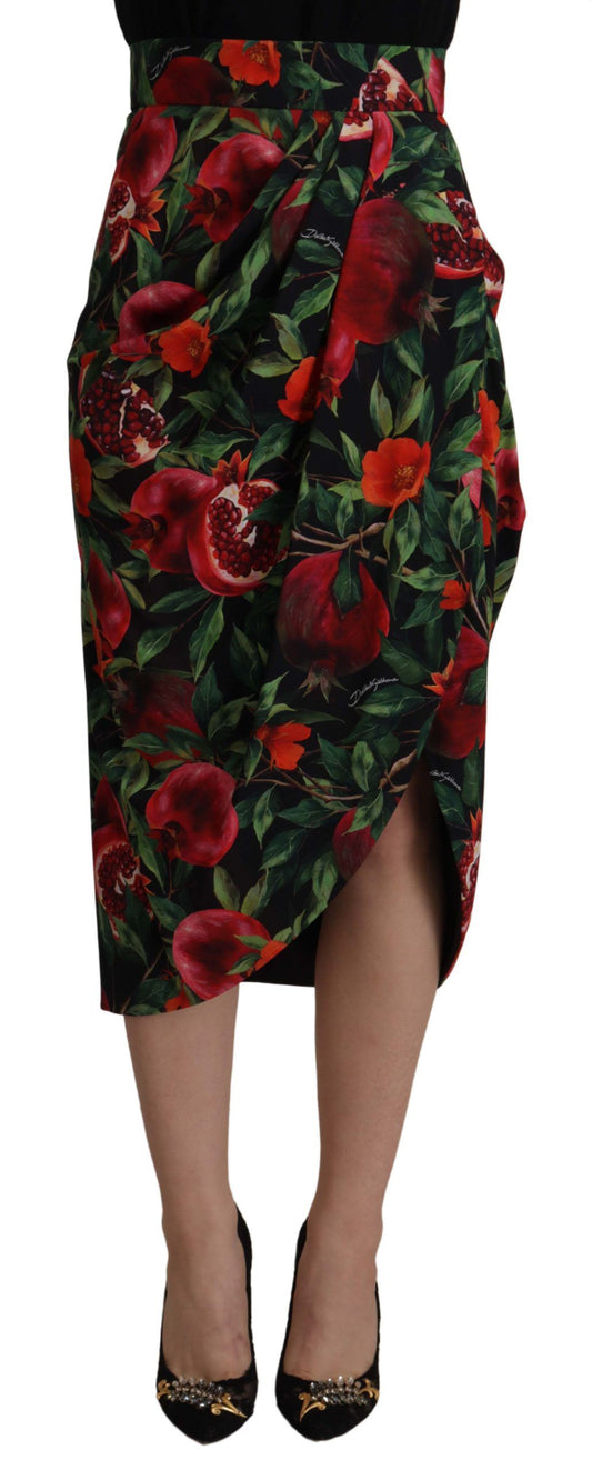 Schwarz-Roter Frucht-Stretch-Wickelrock