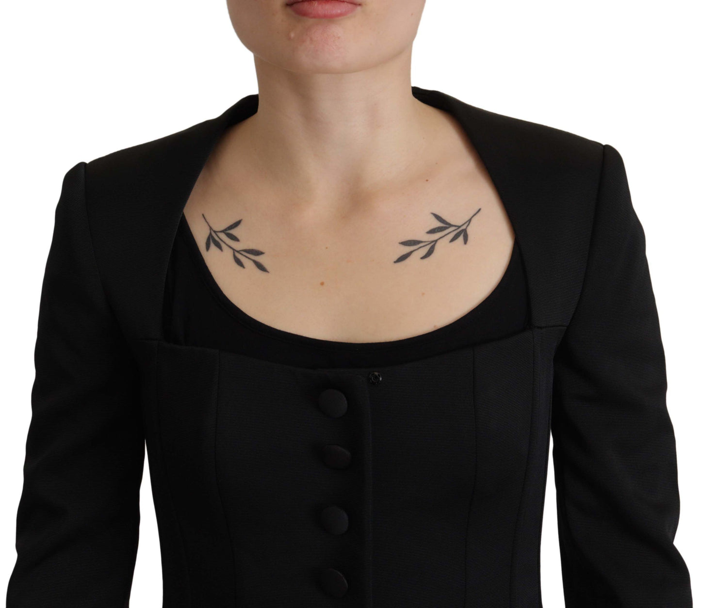 Schwarze Slim Fit Jacke mit langen Ärmeln und Schnappverschluss