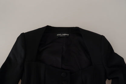 Schwarze Slim Fit Jacke mit langen Ärmeln und Schnappverschluss