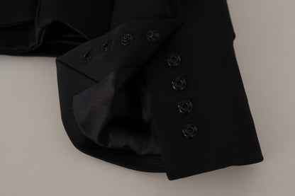 Schwarze Slim Fit Jacke mit langen Ärmeln und Schnappverschluss