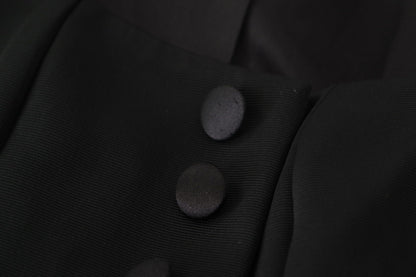Schwarze Slim Fit Jacke mit langen Ärmeln und Schnappverschluss