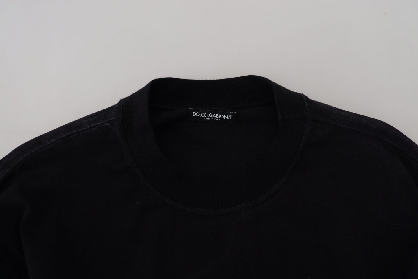 Schwarzer Baumwollpullover mit Rundhalsausschnitt und Logo-Pullover