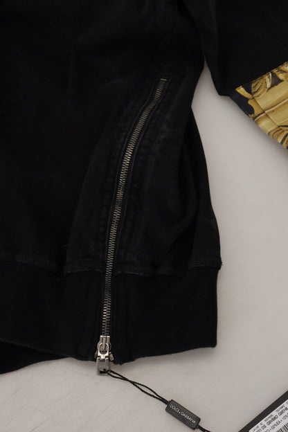 Schwarzer Baumwollpullover mit Rundhalsausschnitt und Logo-Pullover