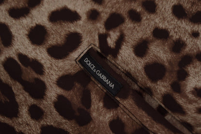 Braune Jacke mit Leopardenmuster und durchgehendem Reißverschluss aus Nylon