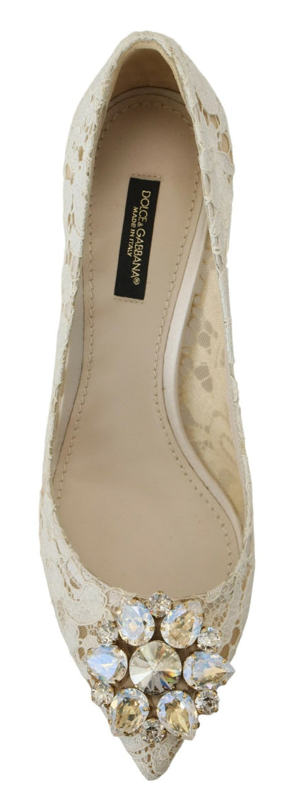 Weiß Taormina Spitze Kristall Heels Pumps Schuhe