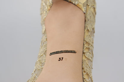 Gold Taormina Spitze Kristall Heels Pumps Schuhe