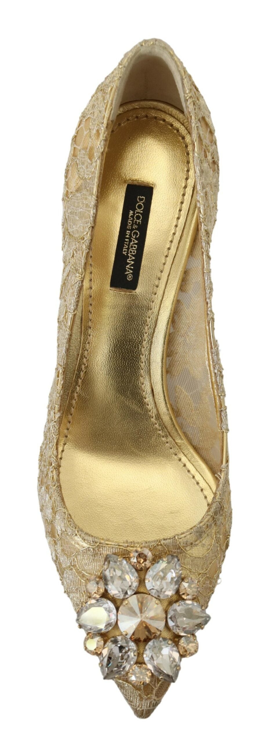 Gold Taormina Spitze Kristall Heels Pumps Schuhe
