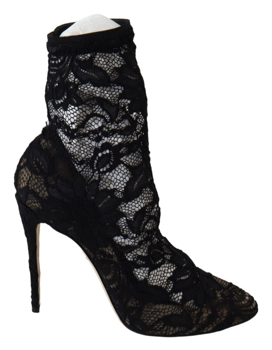 Schwarze Spitze Taormina High Heel Stiefel Schuhe