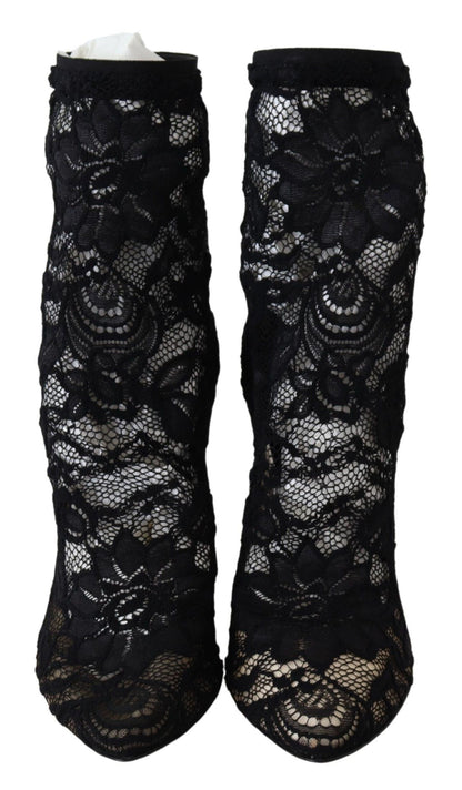 Schwarze Spitze Taormina High Heel Stiefel Schuhe