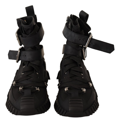 Schwarze Trekkingstiefel High Cut Sneakers Schuhe