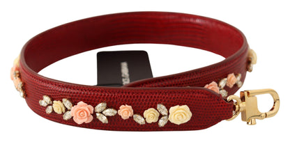 Rote florale Kristalle Exotische Ledertasche Schulterriemen