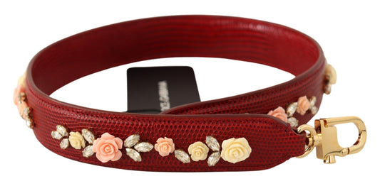 Rote florale Kristalle Exotische Ledertasche Schulterriemen