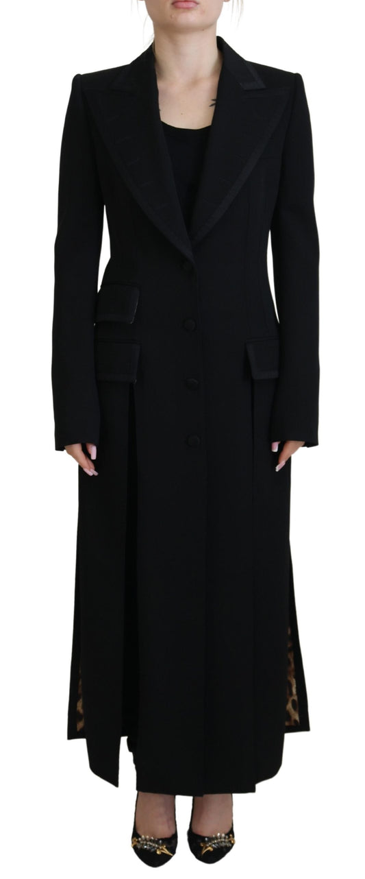 Schwarzer einreihiger Mantel Polyesterjacke