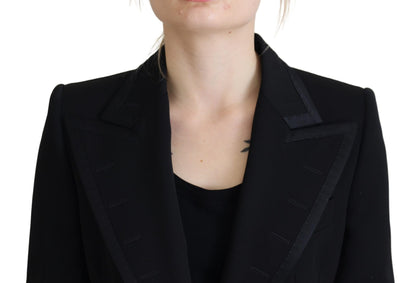 Schwarzer einreihiger Mantel Polyesterjacke