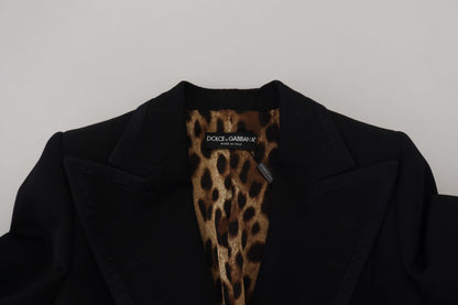 Schwarzer einreihiger Mantel Polyesterjacke